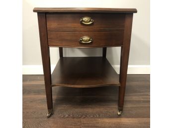 Leather Top Wooden End Table On Wheels #1