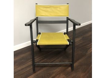 Retro Black Wood & Yellow Vinyl Folding Chair
