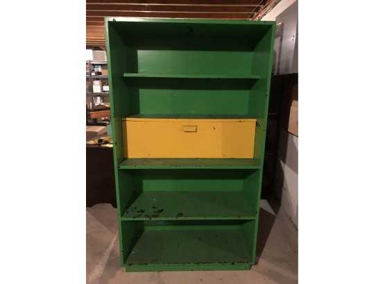 Green & Yellow Painted Bookshelf/work Bench