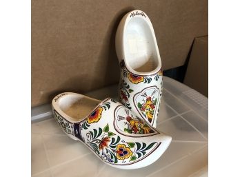 Colorful Holland Wooden Clogs - Windmill & Flowers Design