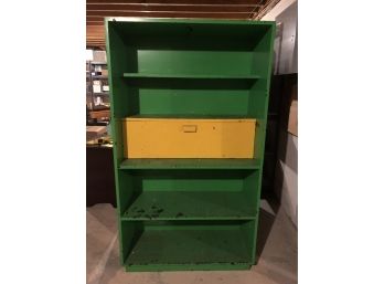 Green & Yellow Painted Bookshelf/work Bench