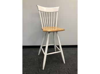 White Wooden Bar Stool Chair Swivel With Back