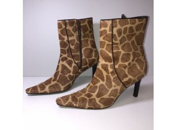 Giraffe Pattern 'Medora' Calf Hair Fashion Heeled Boot By Ralph Lauren