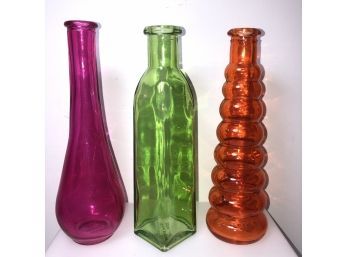 Trio Of Colorful Decorative Bud Vases