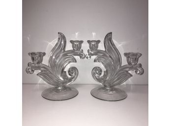 Pair Of Mid Century Duncan Miller Large Canterbury Double Candle Holders