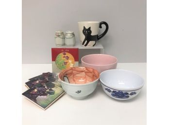 Kitchen Serving Bundle - Cat Mug & Bowl Salt & Pepper And Coasters