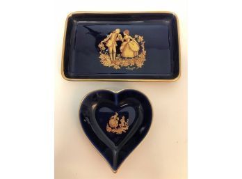 Pair Of Vintage Beautiful Limoges Trinket Dishes Courting Couple