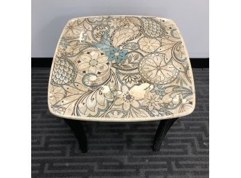 Unique Vintage Small Square Table With Beautiful Painted Top
