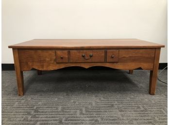 Pretty Wood Long Coffee Table With Center Drawer