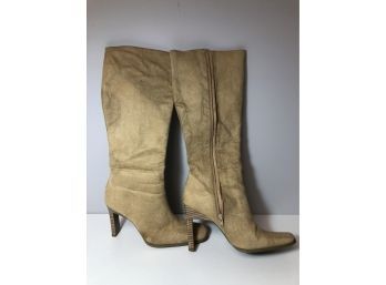 High Heeled Tall Faux Suede Boot By Bonnibel