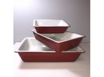 Set Of 3 Sur La Table Oven To Table Stoneware Red Rectangle Oven Dishes