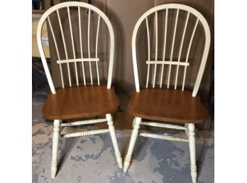 Pair Of 2 Farmhouse Style Wood Chairs