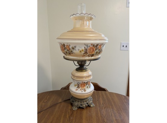 K/ Stunning Very Large Vintage 'Gone W The Wind' Hurricane Parlor Table Lamp