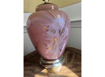 LR/ Pretty Pale Pink Floral Ginger Jar Table Lamp #1 Of 2