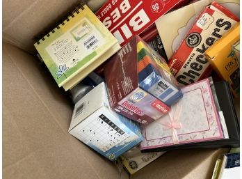 LR/ Box Filled With Miscellaneous Office Type Supplies