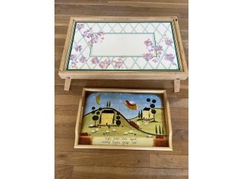LR/ Pair Of Cute Colorful Wood Trays