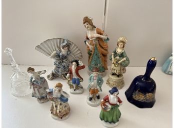 LR/ Bundle Of Porcelain/China Old World European Victorian Figures Figures & 2 Bells