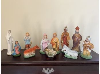 LR/ Detailed Painted Vintage Nativity Figures Figurines By Brinns