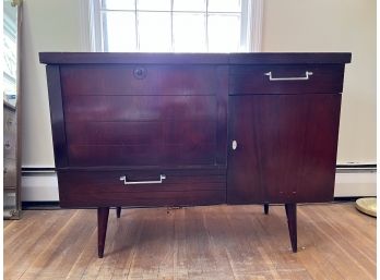 BR-A/ Mid Century Beautiful Lift Top Cedar Storage Chest W/ Drawers & Door Too By Cavalier
