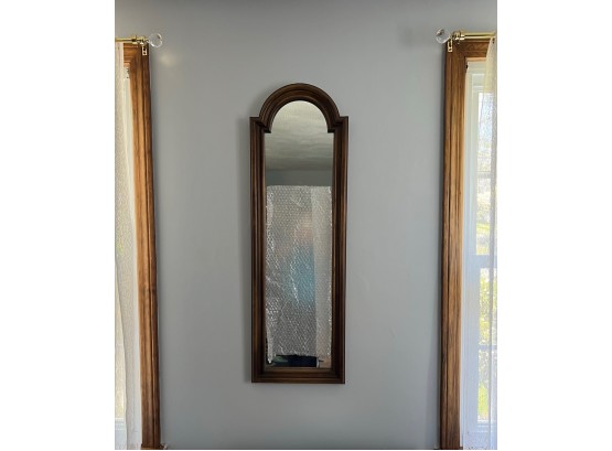 LR/ Long Narrow Curved Top Wood Frame Mirror By Butler