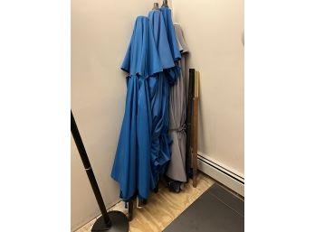 C/ 4 X Patio Deck Table Umbrellas - 3 Royal Blue, 1 Gray