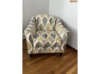 LR/ Bold Colorful Contemporary Upholstered Arm Accent Side Chair Green Blue Gold White
