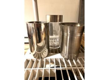 C/ Trio Of Wine Chillers - 2 Metal, 1 Metal & Glass