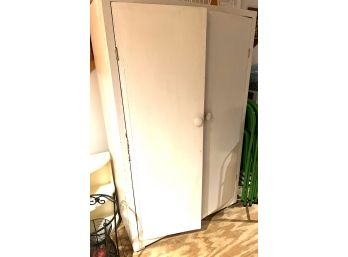 C/ Wood Painted White 2 Door Large Storage Cabinet 4 Shelves