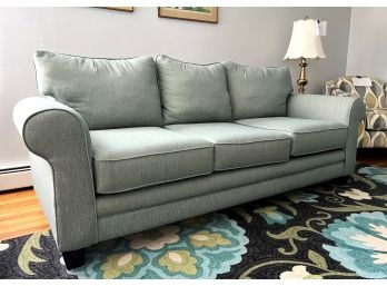 LR/ Beautiful Contemporary 3-Cushion Sofa Couch In A Pale Blue Color