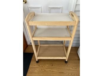 S/ Blonde Wood Small 3 Shelf Rolling Kitchen Cart