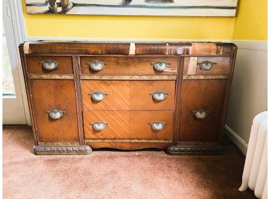 DR/ Stately Antique Wood Sideboard Buffet Full Bottom