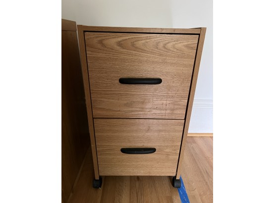 O/ 2 Drawer Wood File Cabinet On Wheels