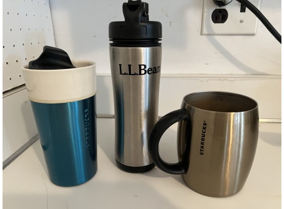 K/ Travel Mug Bundle - 2 Starbucks & 1 LL Bean