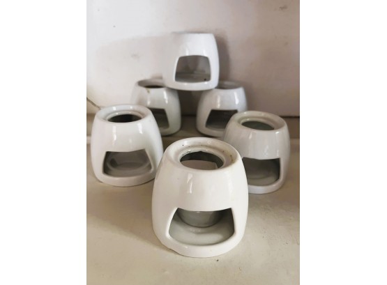 P/ 6 White Porcelain Tealight Candle Holders By Crate & Barrel