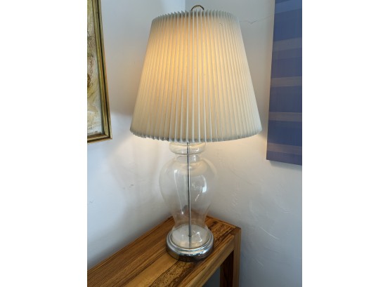 LR/ Table Lamp #1 - Clear Glass Body W/ Shade