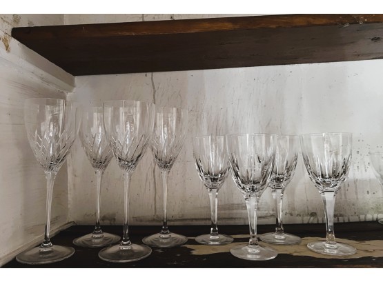 P/ 8 Crystal Wine Glasses - 4 Lenox Kate Spade 'Bridge Street' &  4 No Brand