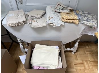 S/ Large Box Filled W Spring & Summer Table Linens - Tablecloths Napkins Runners...