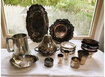 S/ Awesome Assorted 17 Pc Silverplate & Pewter Bundle