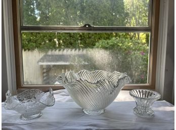 S/ Three Pretty Glass Bowls