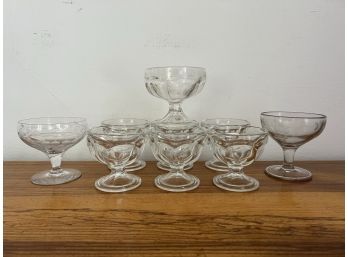 LR/ 9 Pc Pudding Sherbet Footed Glass Cups - 2 Sets/Patterns