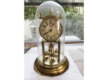 S/ Vintage Clock #2 - Welby 400 Day Brass Glass Dome Clock West Germany