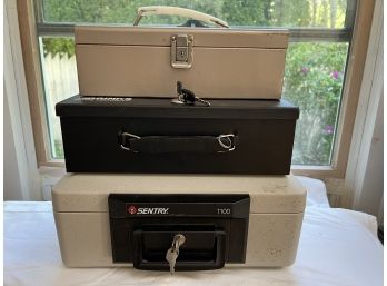 S/ Trio Of Lock Box Safes - Brinks, Sentry & More