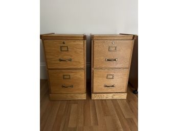 O/ Pair Of 2 Drawer Wood File Cabinets