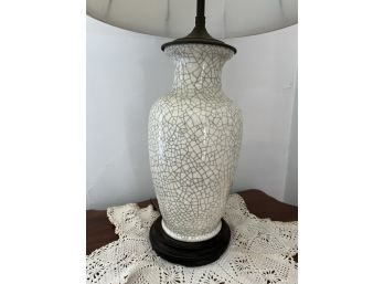 LR/ Table Lamp #2 - Beautiful Chinese Style Gray & White Crackle Glaze W/ Shade