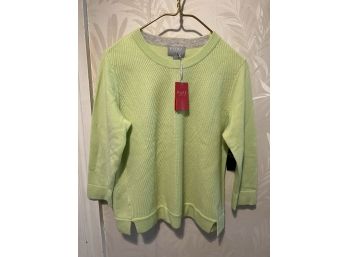 F/ New W Tags Beautiful Green Pure Cashmere Women's Sweater US Size 6