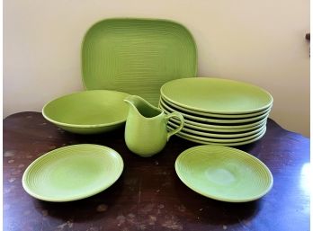 DR/ Cool Lime Green 'Royal Stone' Stoneware Plates Etc By Royal China