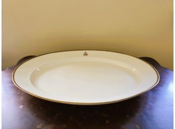 DR/ Very Large Lovely A. Hache & Co. Vierzon France Gold & White Platter