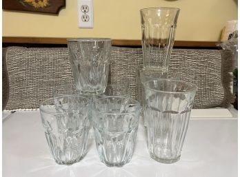 K/ 2 Sets Of Similar Pattern Drinking Glasses - 8 X Low Barmioli Rocco And 4 X Tall Duralex