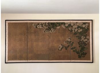 LR/ Stunning Large 4 Panel Japanese Painted Wall Art