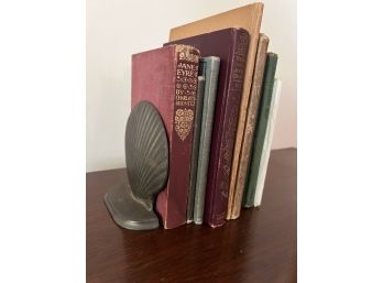 LR/ 10 Children's Books From Early 1900's & 2 Brass Shell Shaped Book Ends Talbots
